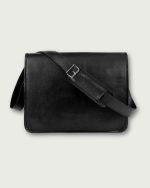 Čierna kožená taška na notebook do práce
