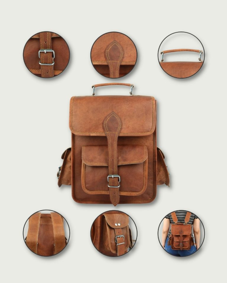 Aktovkový kožený ruksak POLO detaily