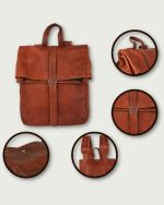 Pánsky rolovací kožený ruksak INIGO detaily